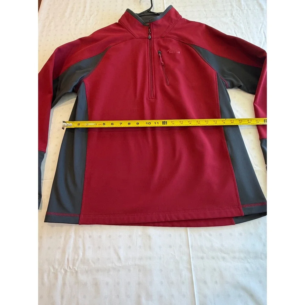 The North Face Mens Large Red Charcoal‎ Grey 1/4 Zip Fleece Pullover Jacket L